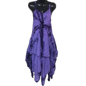Sakkas Dress Womens S M Purple‎ Tier Whimsigoth Fairy Boho Corset Smocked Flirty